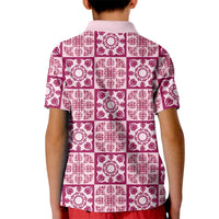 Akala Palaka Quilt Hawaii Kid Polo Shirt Hawaiian Tropical Monstera Sea Turtle LT14 - Polynesian Pride