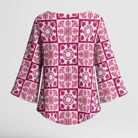 Akala Palaka Quilt Hawaii Kimono Sleeve Blouse Hawaiian Tropical Monstera Sea Turtle LT14 - Polynesian Pride