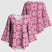 Akala Palaka Quilt Hawaii Kimono Sleeve Blouse Hawaiian Tropical Monstera Sea Turtle LT14 - Polynesian Pride
