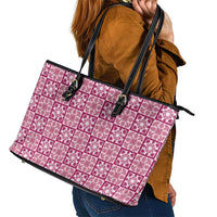 Akala Palaka Quilt Hawaii Leather Tote Bag Hawaiian Tropical Monstera Sea Turtle