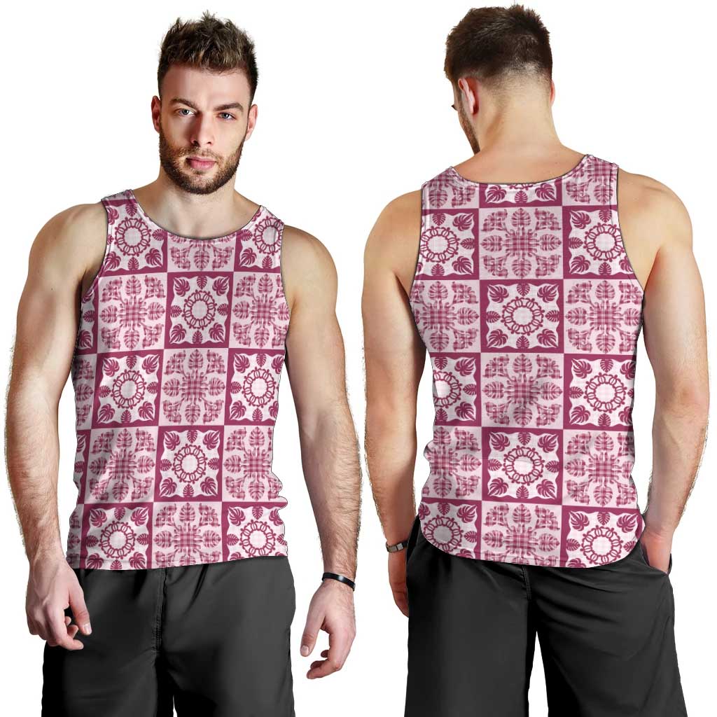 Akala Palaka Quilt Hawaii Men Tank Top Hawaiian Tropical Monstera Sea Turtle LT14 - Polynesian Pride