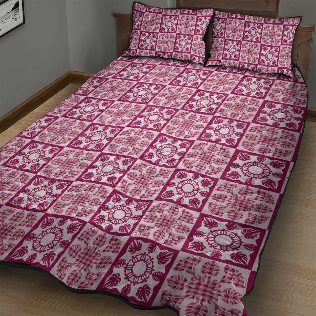 Akala Palaka Quilt Hawaii Quilt Bed Set Hawaiian Tropical Monstera Sea Turtle LT14 - Polynesian Pride