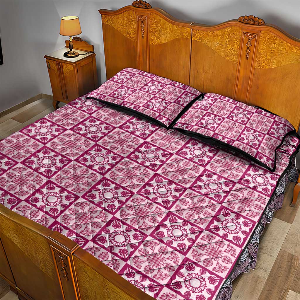 Akala Palaka Quilt Hawaii Quilt Bed Set Hawaiian Tropical Monstera Sea Turtle LT14 - Polynesian Pride