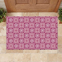 Akala Palaka Quilt Hawaii Rubber Doormat Hawaiian Tropical Monstera Sea Turtle LT14 Pink - Polynesian Pride