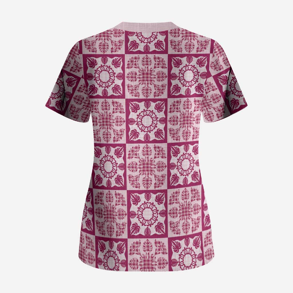 Akala Palaka Quilt Hawaii Scrub Top Hawaiian Tropical Monstera Sea Turtle LT14 - Polynesian Pride