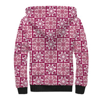 Akala Palaka Quilt Hawaii Sherpa Hoodie Hawaiian Tropical Monstera Sea Turtle LT14 - Polynesian Pride