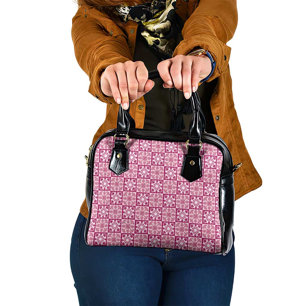 Akala Palaka Quilt Hawaii Shoulder Handbag Hawaiian Tropical Monstera Sea Turtle LT14 One Size Pink - Polynesian Pride