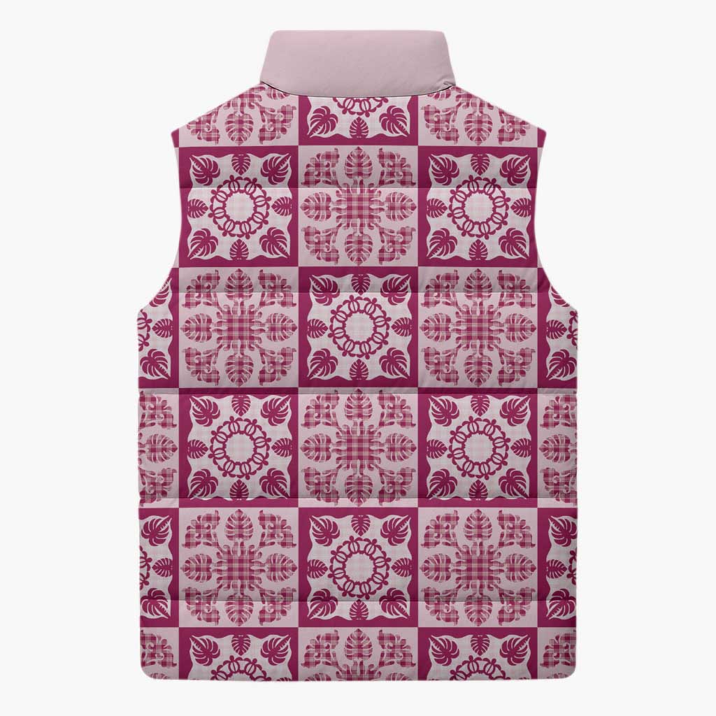 Akala Palaka Quilt Hawaii Sleeveless Puffer Jacket Hawaiian Tropical Monstera Sea Turtle LT14 - Polynesian Pride