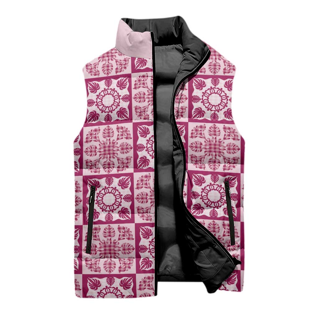 Akala Palaka Quilt Hawaii Sleeveless Puffer Jacket Hawaiian Tropical Monstera Sea Turtle LT14 - Polynesian Pride