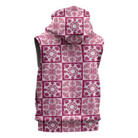 Akala Palaka Quilt Hawaii Sleeveless Zip Hoodie Hawaiian Tropical Monstera Sea Turtle