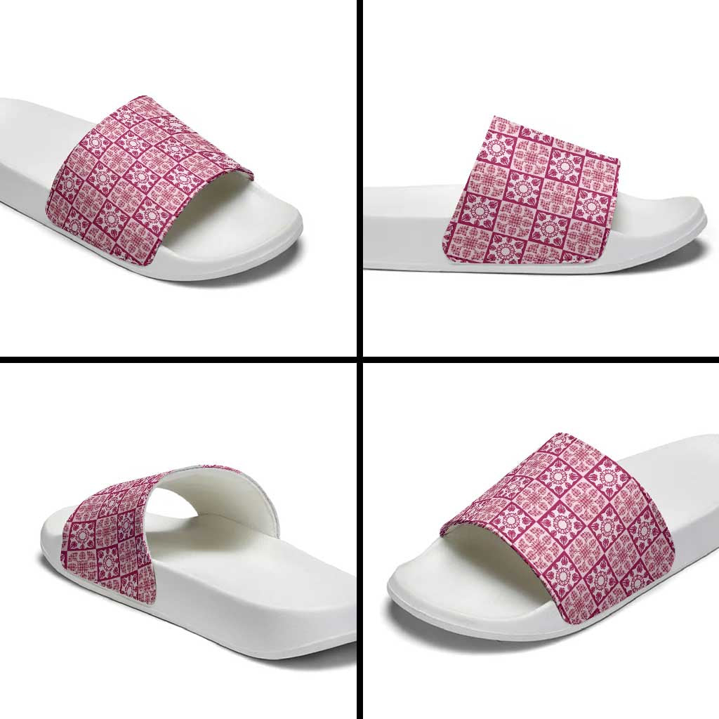 Akala Palaka Quilt Hawaii Slide Sandals Hawaiian Tropical Monstera Sea Turtle LT14 - Polynesian Pride