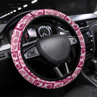 Akala Palaka Quilt Hawaii Steering Wheel Cover Hawaiian Tropical Monstera Sea Turtle LT14 Universal Fit Pink - Polynesian Pride