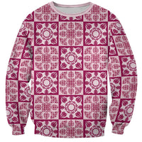 Akala Palaka Quilt Hawaii Sweatshirt Hawaiian Tropical Monstera Sea Turtle LT14 Unisex Pink - Polynesian Pride