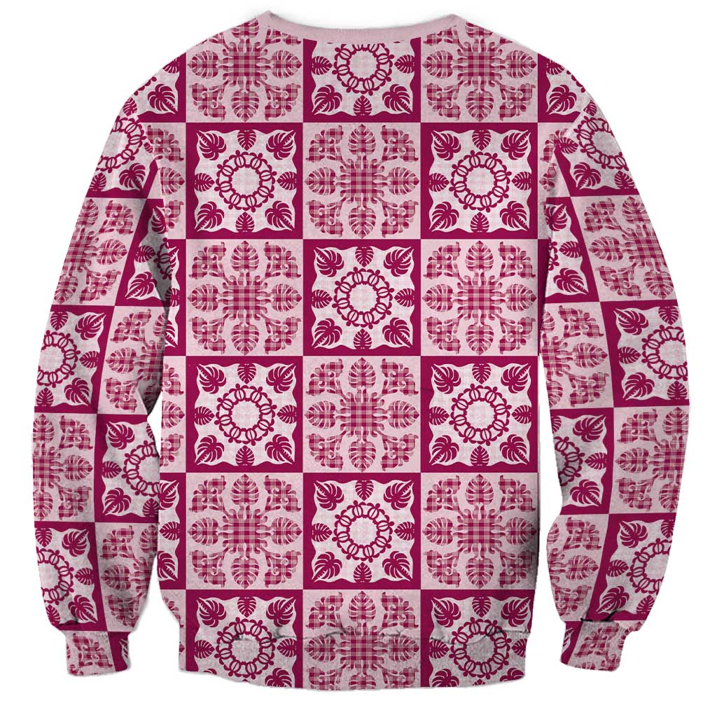 Akala Palaka Quilt Hawaii Sweatshirt Hawaiian Tropical Monstera Sea Turtle LT14 - Polynesian Pride