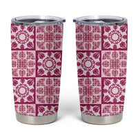 Akala Palaka Quilt Hawaii Tumbler Cup Hawaiian Tropical Monstera Sea Turtle LT14 Pink - Polynesian Pride