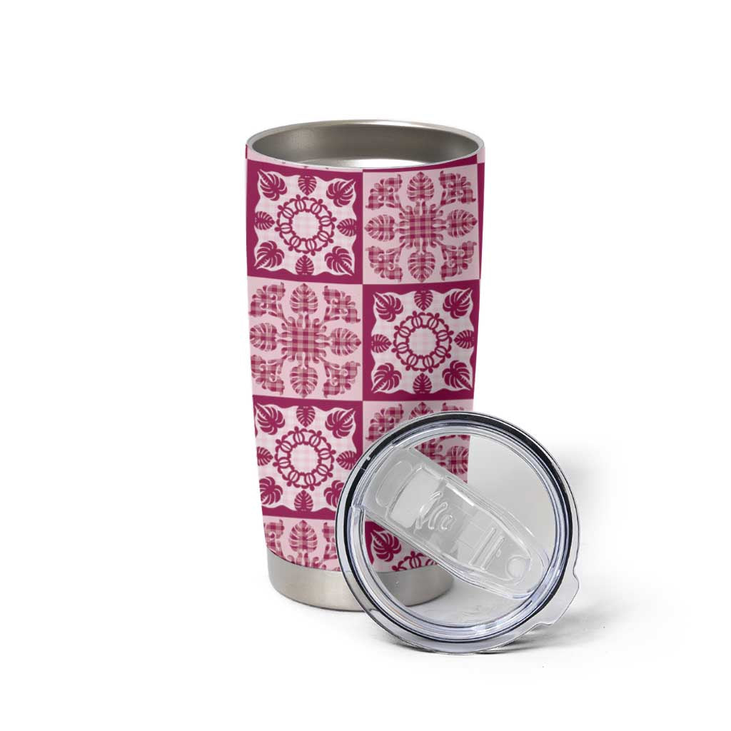 Akala Palaka Quilt Hawaii Tumbler Cup Hawaiian Tropical Monstera Sea Turtle LT14 - Polynesian Pride