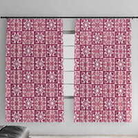 Akala Palaka Quilt Hawaii Window Curtain Hawaiian Tropical Monstera Sea Turtle LT14 With Hooks Pink - Polynesian Pride