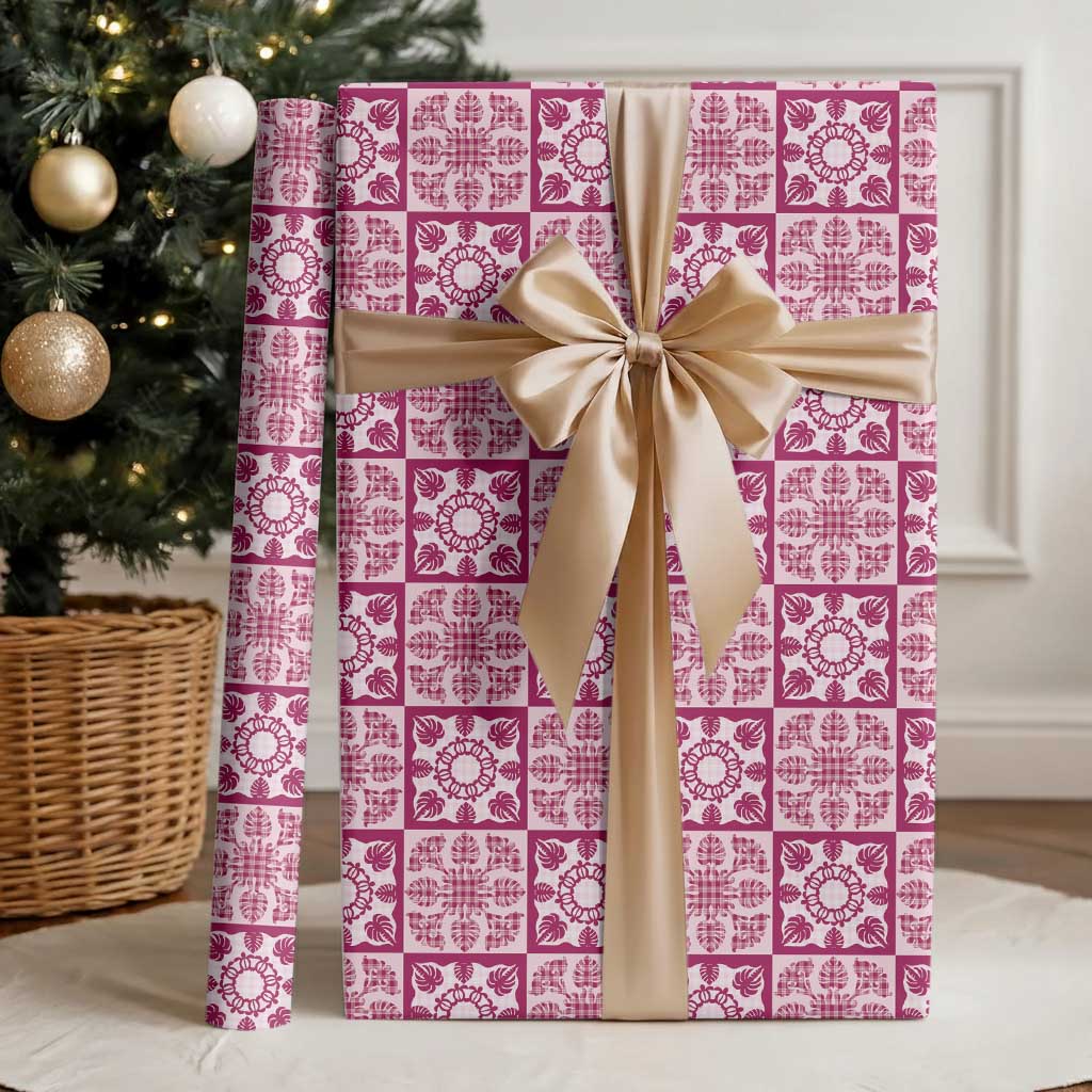Akala Palaka Quilt Hawaii Wrapping Paper Hawaiian Tropical Monstera Sea Turtle