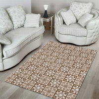 Beige Palaka Quilt Hawaii Area Rug Hawaiian Tropical Monstera Sea Turtle LT14 - Polynesian Pride