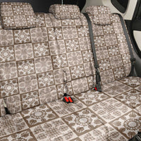 Beige Palaka Quilt Hawaii Back Car Seat Cover Hawaiian Tropical Monstera Sea Turtle