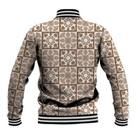 Beige Palaka Quilt Hawaii Baseball Jacket Hawaiian Tropical Monstera Sea Turtle LT14 - Polynesian Pride