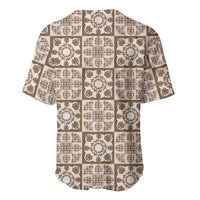 Beige Palaka Quilt Hawaii Baseball Jersey Hawaiian Tropical Monstera Sea Turtle LT14 - Polynesian Pride