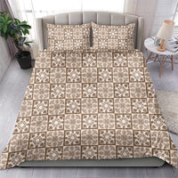 Beige Palaka Quilt Hawaii Bedding Set Hawaiian Tropical Monstera Sea Turtle LT14 - Polynesian Pride