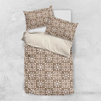 Beige Palaka Quilt Hawaii Bedding Set Hawaiian Tropical Monstera Sea Turtle LT14 US Twin 172cm x 218cm Beige - Polynesian Pride