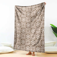 Beige Palaka Quilt Hawaii Blanket Hawaiian Tropical Monstera Sea Turtle LT14 - Polynesian Pride
