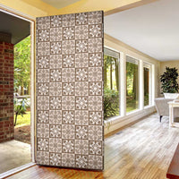 Beige Palaka Quilt Hawaii Door Cover Hawaiian Tropical Monstera Sea Turtle