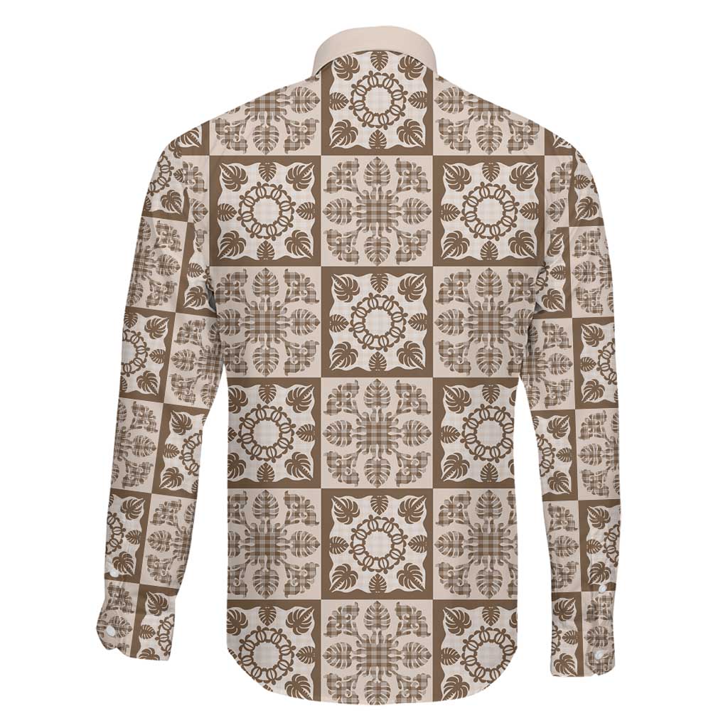 Beige Palaka Quilt Hawaii Family Matching Off Shoulder Short Dress and Hawaiian Shirt Hawaiian Tropical Monstera Sea Turtle