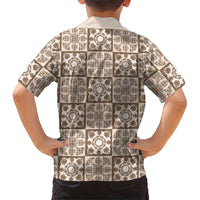 Beige Palaka Quilt Hawaii Family Matching Puletasi and Hawaiian Shirt Hawaiian Tropical Monstera Sea Turtle