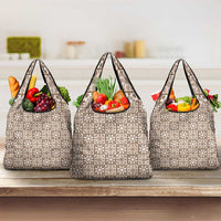 Beige Palaka Quilt Hawaii Grocery Bag Hawaiian Tropical Monstera Sea Turtle LT14 3-pack One Size Beige - Polynesian Pride
