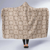 Beige Palaka Quilt Hawaii Hooded Blanket Hawaiian Tropical Monstera Sea Turtle LT14 One Size Beige - Polynesian Pride