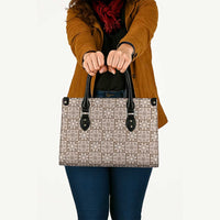 Beige Palaka Quilt Hawaii Leather Bag Hawaiian Tropical Monstera Sea Turtle LT14 - Polynesian Pride