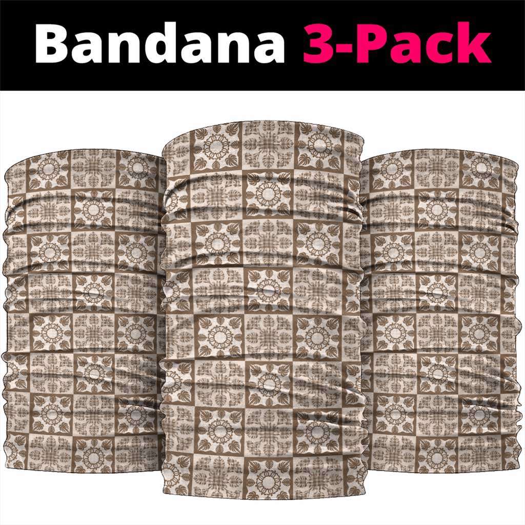 Beige Palaka Quilt Hawaii Neck Gaiter Hawaiian Tropical Monstera Sea Turtle LT14 package One Size: 25*50cm Beige - Polynesian Pride