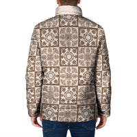 Beige Palaka Quilt Hawaii Padded Jacket Hawaiian Tropical Monstera Sea Turtle LT14 - Polynesian Pride