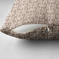 Beige Palaka Quilt Hawaii Pillow Cover Hawaiian Tropical Monstera Sea Turtle LT14 - Polynesian Pride