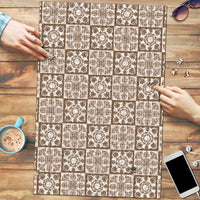 Beige Palaka Quilt Hawaii Puzzle Hawaiian Tropical Monstera Sea Turtle LT14 Beige - Polynesian Pride