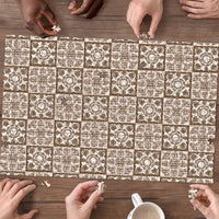 Beige Palaka Quilt Hawaii Puzzle Hawaiian Tropical Monstera Sea Turtle LT14 - Polynesian Pride