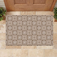 Beige Palaka Quilt Hawaii Rubber Doormat Hawaiian Tropical Monstera Sea Turtle LT14 Beige - Polynesian Pride