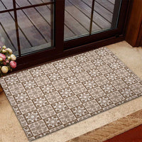 Beige Palaka Quilt Hawaii Rubber Doormat Hawaiian Tropical Monstera Sea Turtle LT14 - Polynesian Pride