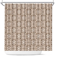 Beige Palaka Quilt Hawaii Shower Curtain Hawaiian Tropical Monstera Sea Turtle LT14 Beige - Polynesian Pride