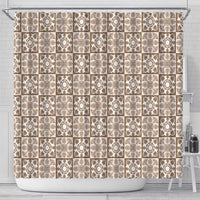 Beige Palaka Quilt Hawaii Shower Curtain Hawaiian Tropical Monstera Sea Turtle LT14 - Polynesian Pride