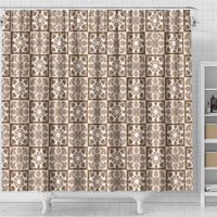 Beige Palaka Quilt Hawaii Shower Curtain Hawaiian Tropical Monstera Sea Turtle LT14 - Polynesian Pride
