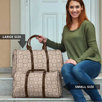 Beige Palaka Quilt Hawaii Travel Bag Hawaiian Tropical Monstera Sea Turtle