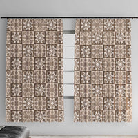 Beige Palaka Quilt Hawaii Window Curtain Hawaiian Tropical Monstera Sea Turtle LT14 With Hooks Beige - Polynesian Pride