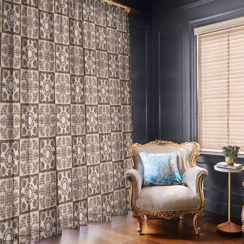 Beige Palaka Quilt Hawaii Window Curtain Hawaiian Tropical Monstera Sea Turtle LT14 - Polynesian Pride
