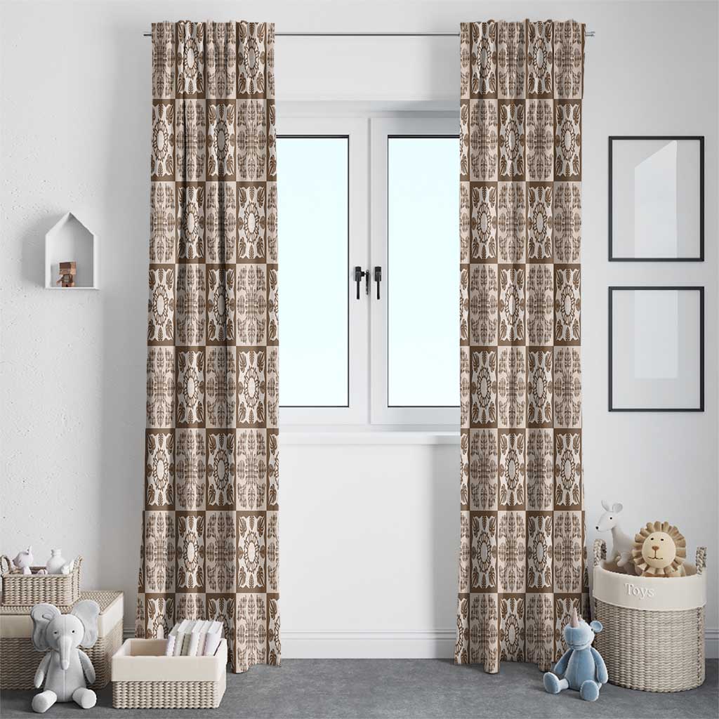 Beige Palaka Quilt Hawaii Window Curtain Hawaiian Tropical Monstera Sea Turtle LT14 - Polynesian Pride