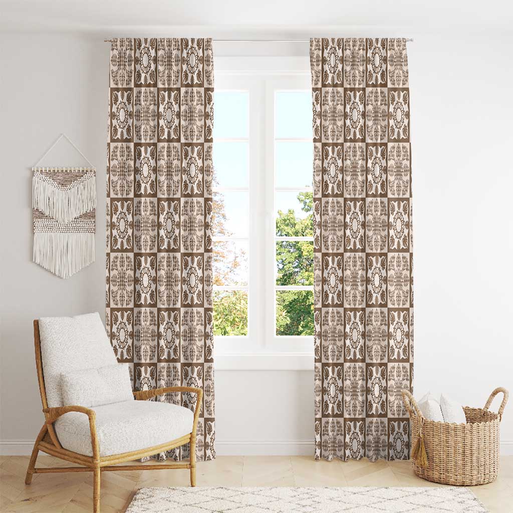Beige Palaka Quilt Hawaii Window Curtain Hawaiian Tropical Monstera Sea Turtle LT14 - Polynesian Pride